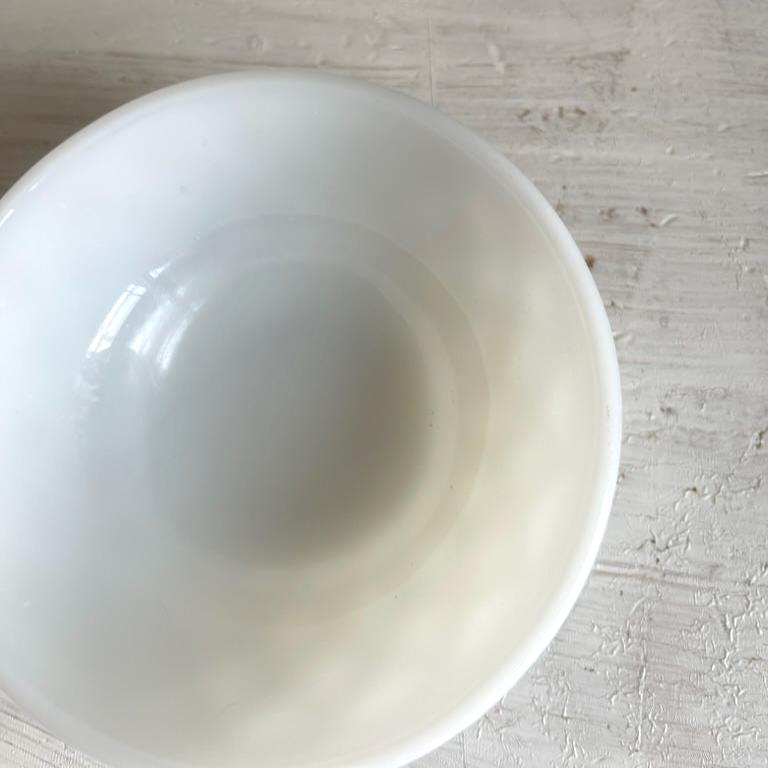 Milk Glass Fruit Bowl | Anchor Hocking Fire King Kimberly Diamond Bowl | Vintage Dessert Bowl