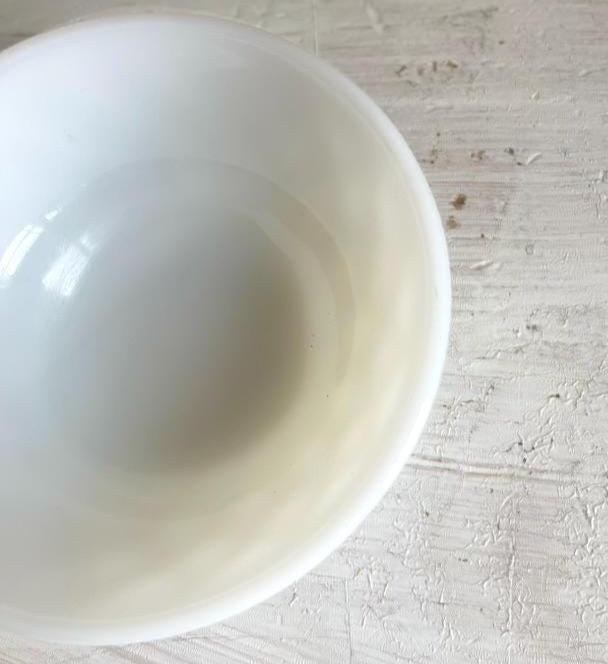 Milk Glass Fruit Bowl | Anchor Hocking Fire King Kimberly Diamond Bowl | Vintage Dessert Bowl