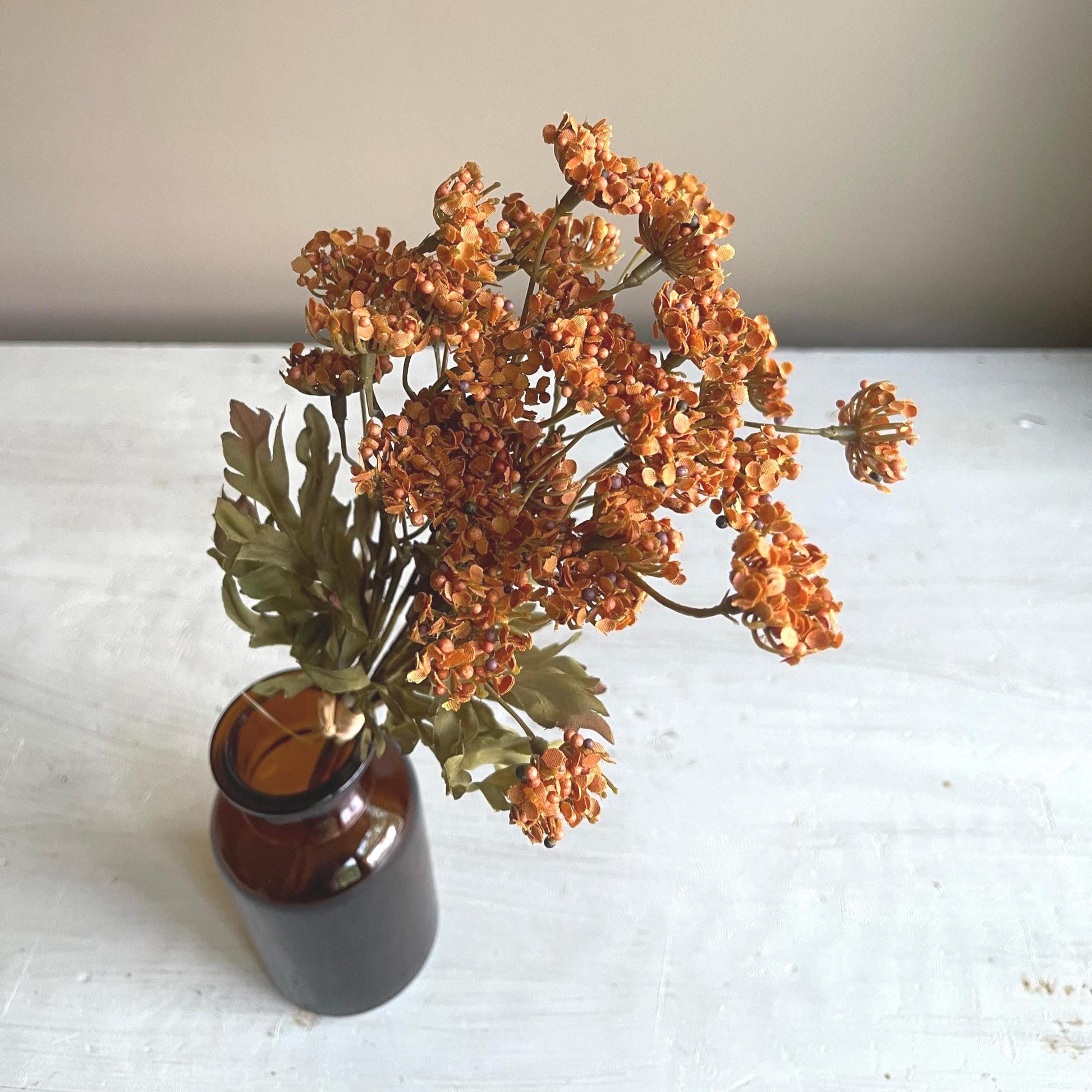 Artificial Fennel Flower Bundle: Pumpkin Orange Fall Floral - 13 Inch