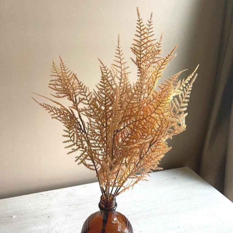 Artificial Fernbank Bush 19" Sandalwood. Fall Faux Greenery. Fall Wreath Supplies. Asparagus Fern. High Quality Foliage. Fall Stems.