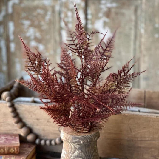 Artificial Fernbank Bush 19" Bordeaux. Fall Faux Greenery. Home Decor Vase Filler. Asparagus Fern. High Quality Fall Decor. Fall Foliage.