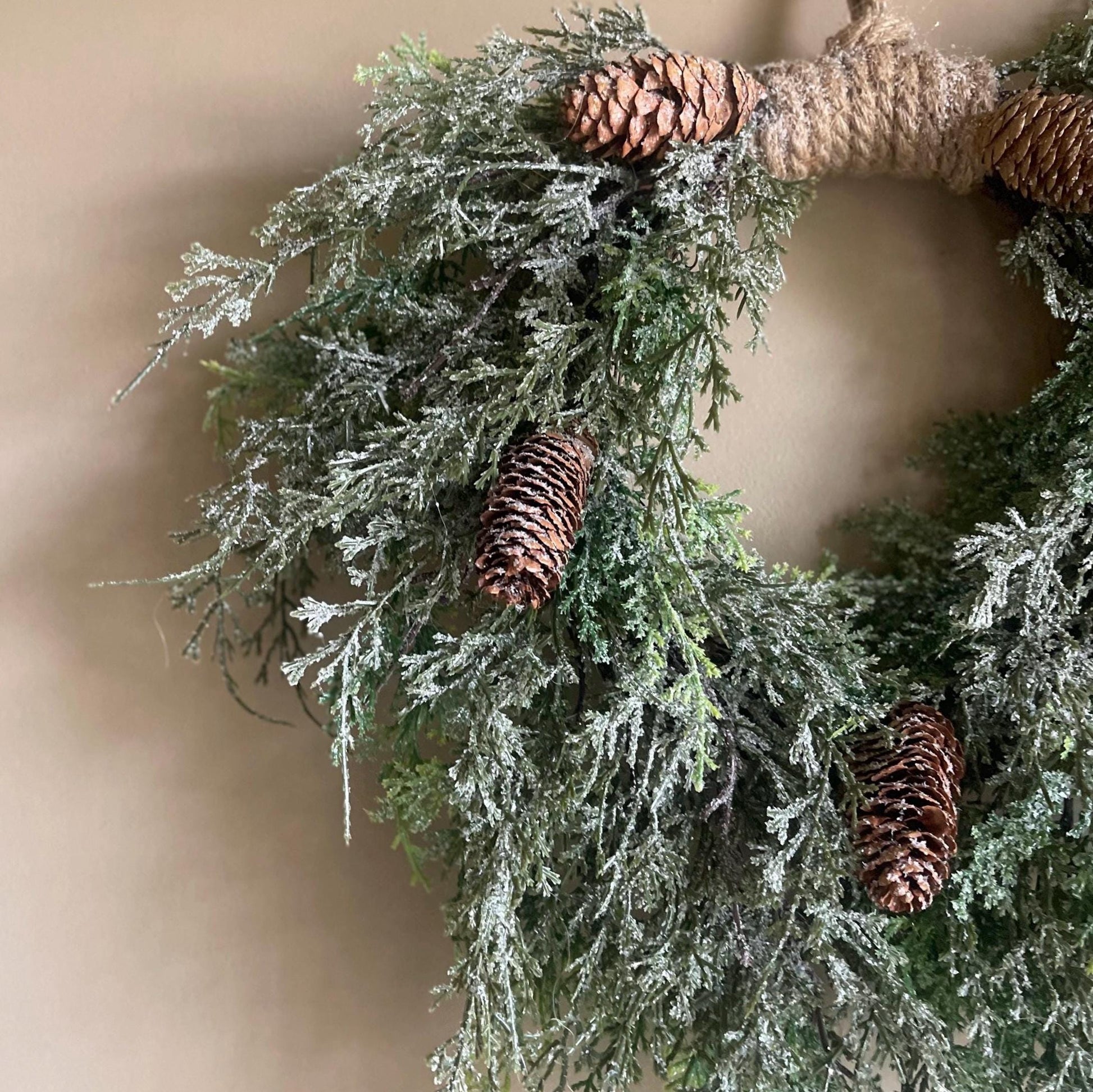 Cedar Thread Winter Wreath. Cedar Wreath Faux. Front Door Wreath for Winter
