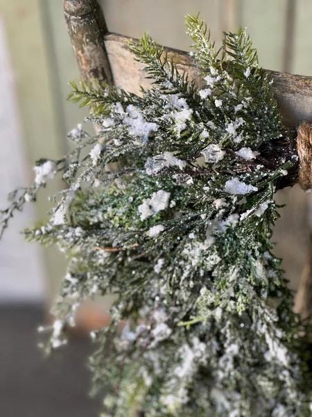 Snow Covered Cedar Winter Wreath | Christmas Wreath | Farmhouse Winter Wreath