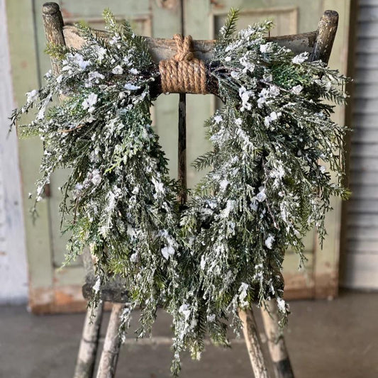 Snow Covered Cedar Winter Wreath. Christmas Wreath. Rustic Wreath. Cedar Wreath. Farmhouse Winter Wreath. Front Door Wreath. Wreath Base.