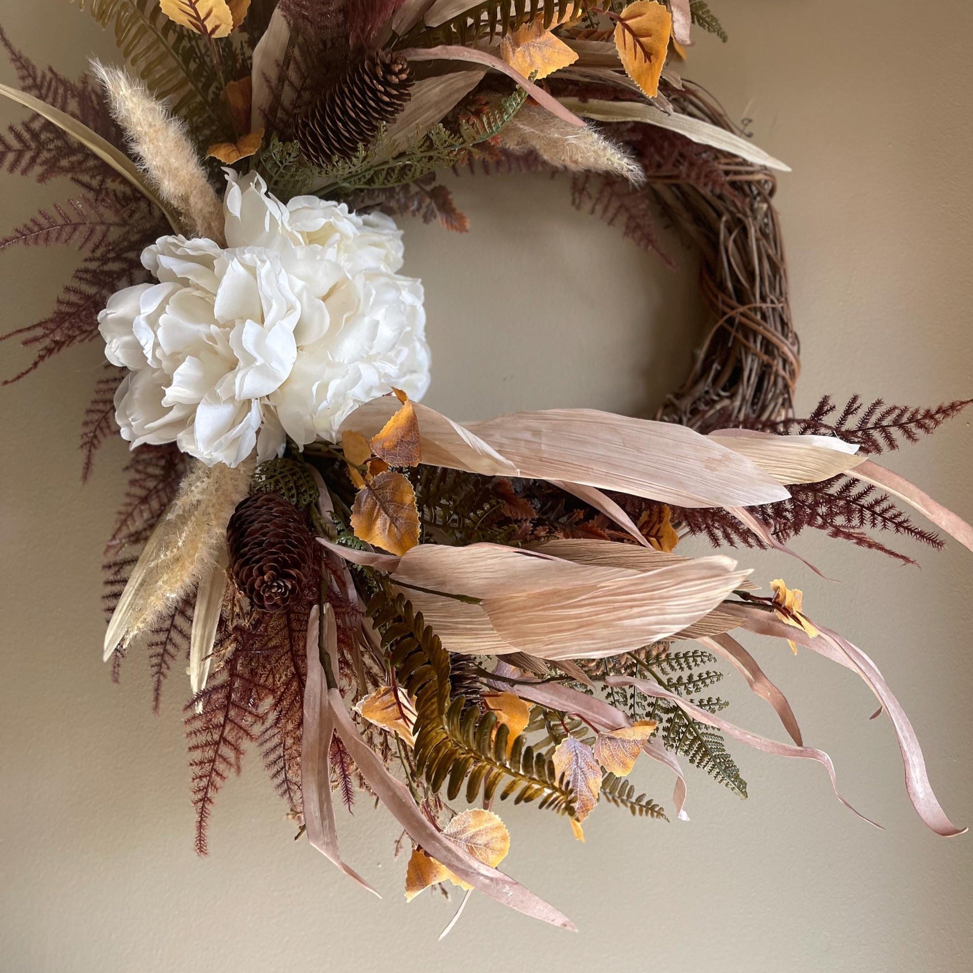 Fall Wreath | Elegant Fall Wreath | Thanksgiving Wreath | Dried Florals | Farmhouse Wreath | Handmade Fall Wreath