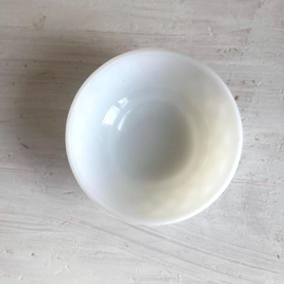 Milk Glass Fruit Bowl | Anchor Hocking Fire King Kimberly Diamond Bowl | Vintage Dessert Bowl