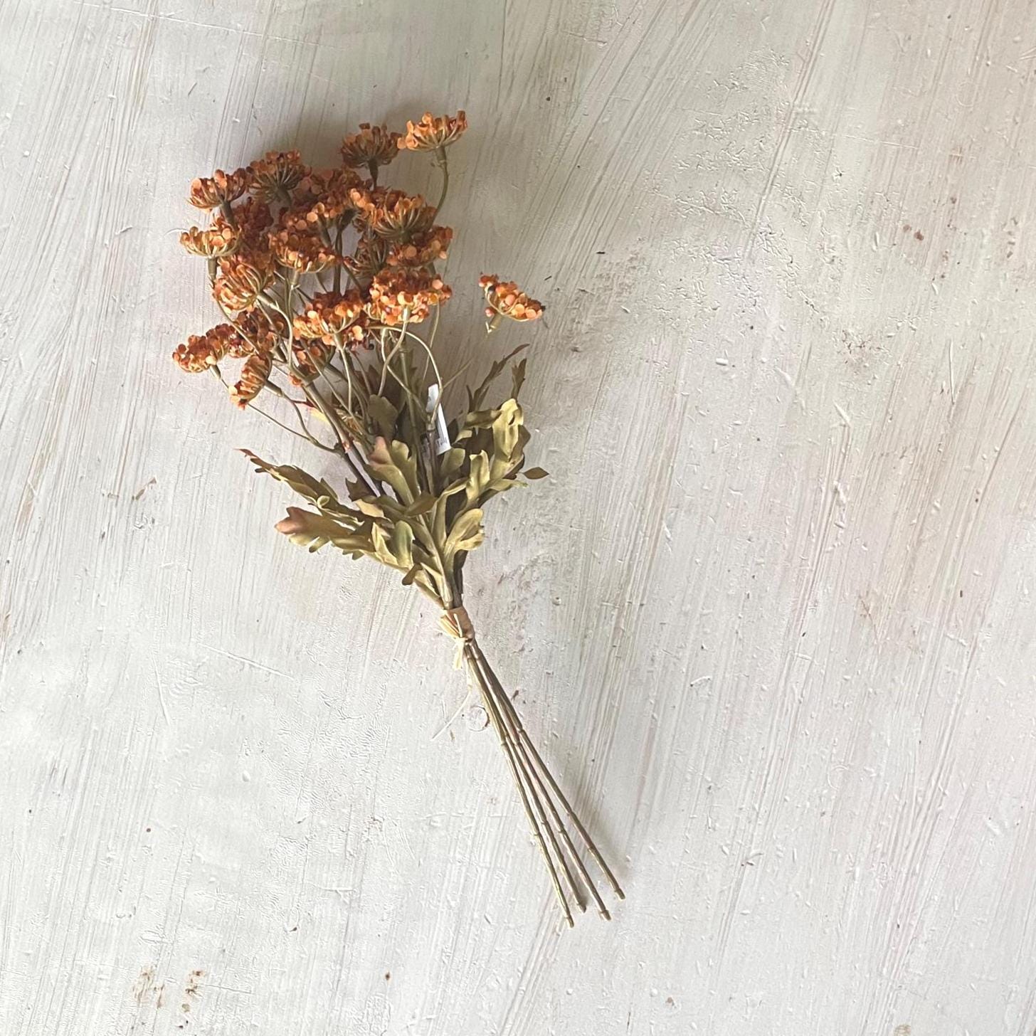 Artificial Fennel Flower Bundle: Pumpkin Orange Fall Floral - 13 Inch