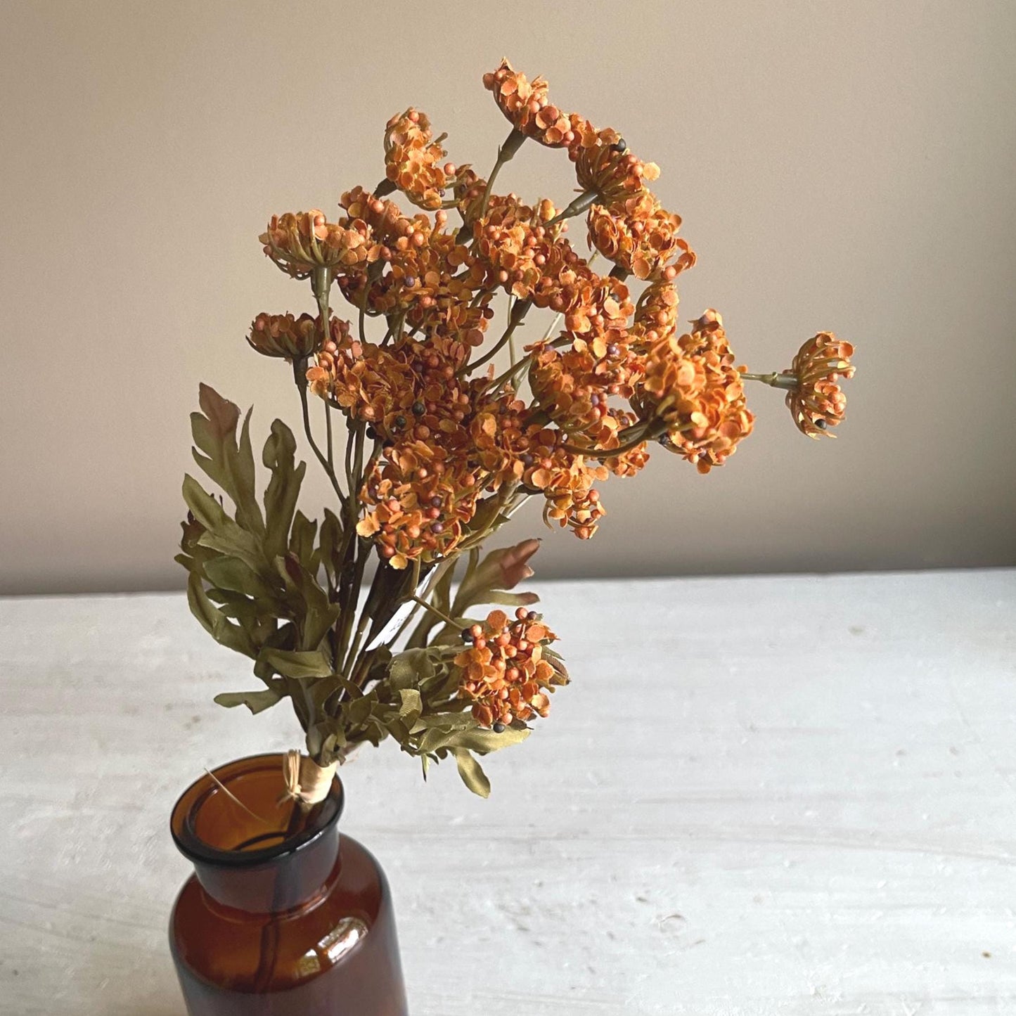 Artificial Fennel Flower Bundle: Pumpkin Orange Fall Floral - 13 Inch