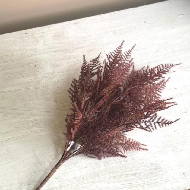 Artificial Fernbank Bush 19" Bordeaux | Fall Faux Greenery | Fall Foliage.