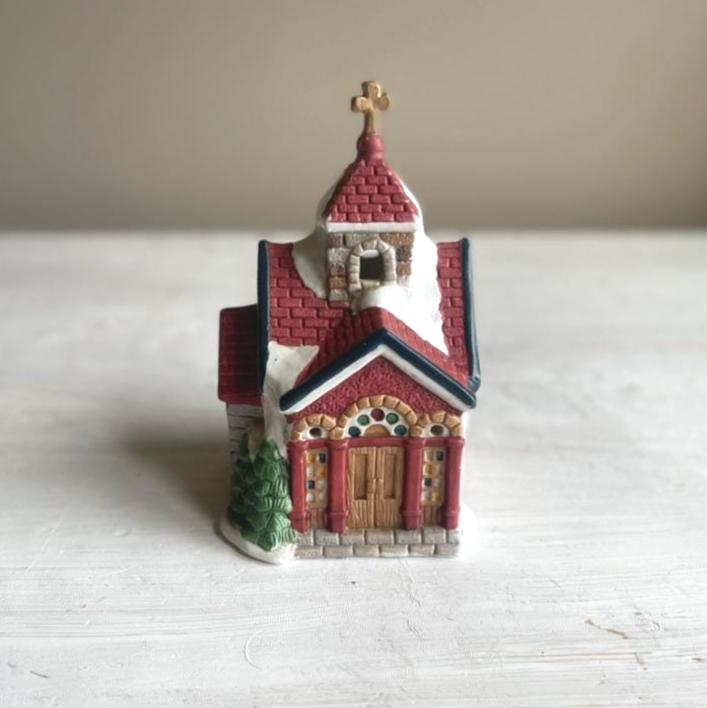 Dickens Collectibles Red Church | Vintage Christmas Village | Sugar Creek County | Christmas Village Chapel | Small Christmas Village Church