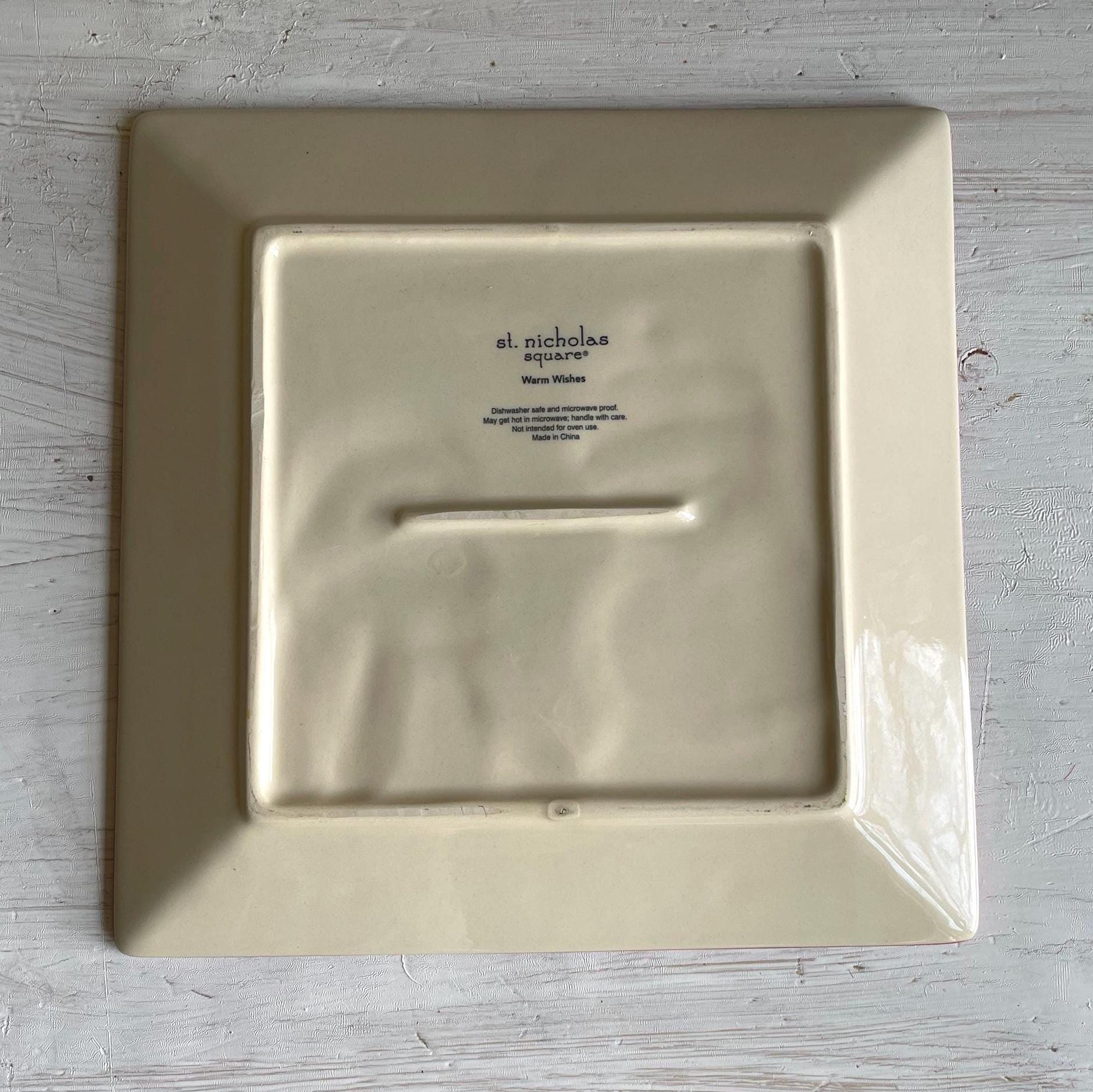 St Nicholas Square Warm Wishes Platter 9.25 inch | Christmas Snowman Serving Tray