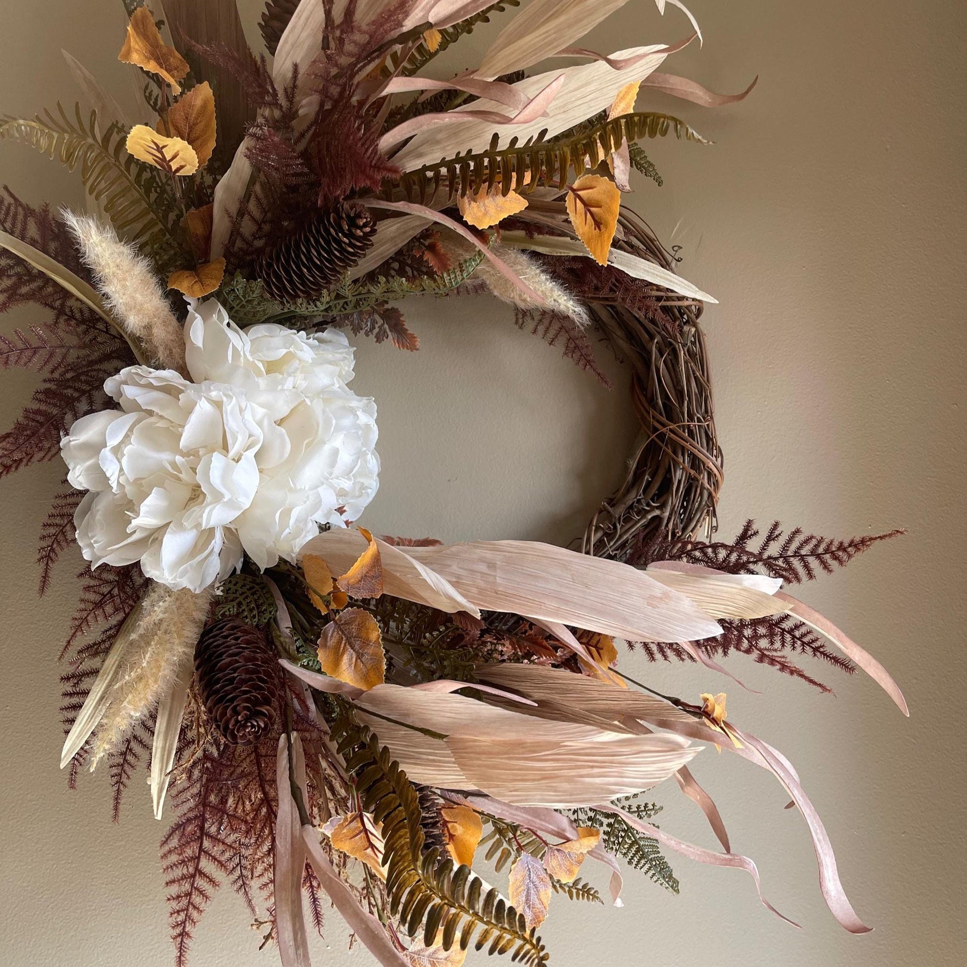 Fall Wreath | Elegant Fall Wreath | Thanksgiving Wreath | Dried Florals | Farmhouse Wreath | Handmade Fall Wreath