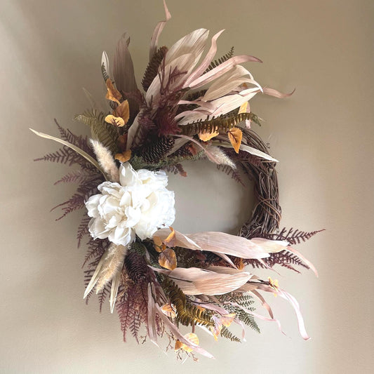 Fall Wreath | Elegant Fall Wreath | Thanksgiving Wreath | Dried Florals | Farmhouse Wreath | Handmade Fall Wreath