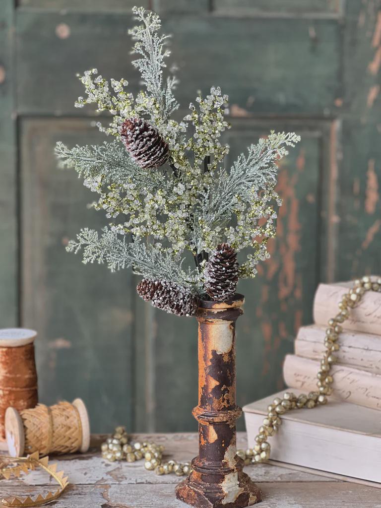 Peridot Gleam Cedar Spray 27.5 Inch | Gold Glitter Pine Spray | High Quality Christmas Greens | Winter Wreath Supplies | Winter Greens