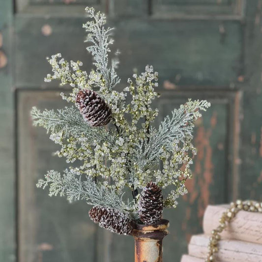 Peridot Gleam Cedar Spray: Gold Glitter Christmas Greens, Winter Wreath Supply