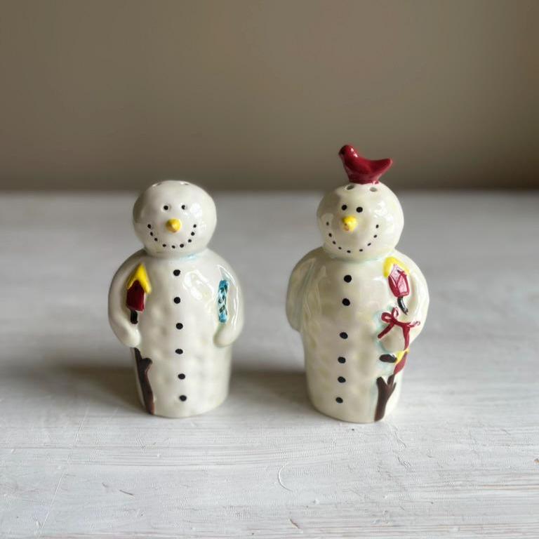 Vintage Snowman Salt & Pepper Shakers | Christmas Salt and Pepper Set