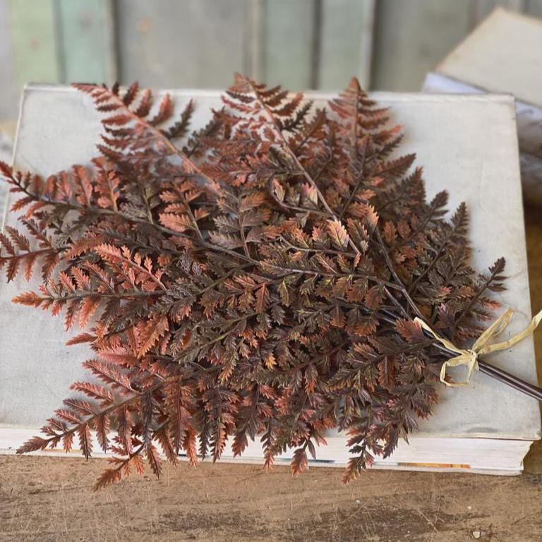 Autumn Fern Bundle | Russet | Fall Greenery | Autumn Wreath Supplies | Faux Dark Brown Fern | Fall Decor | High Quality Artificial Ferns