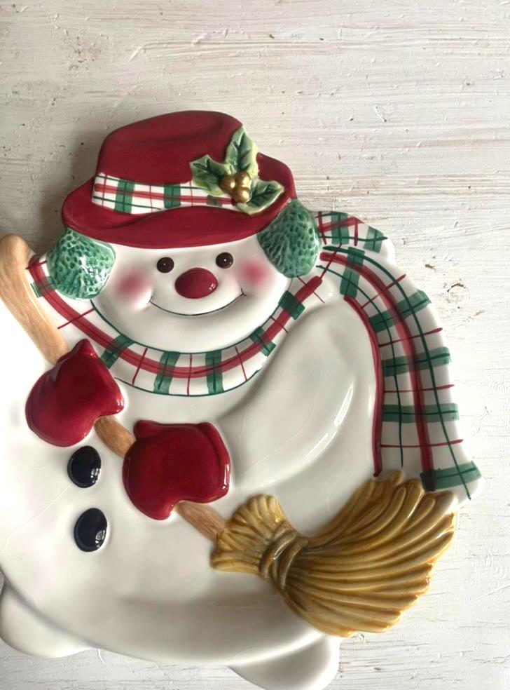Vintage Snowman Christmas Platter | Snowman Cookie Plate | Christmas Plates | Vintage Christmas | Snowman Cookie Tray