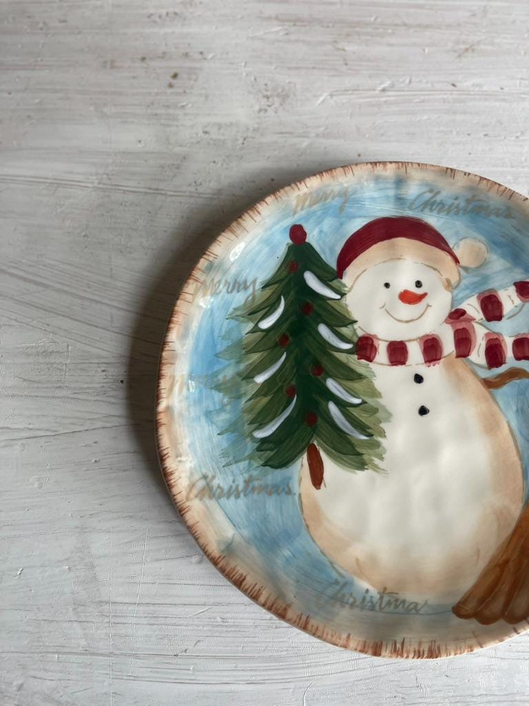 Vintage Snowman Plate | Snowman Cookie Plate | Vintage Christmas Dishes | Christmas Plates | Snowman Cookie Platter
