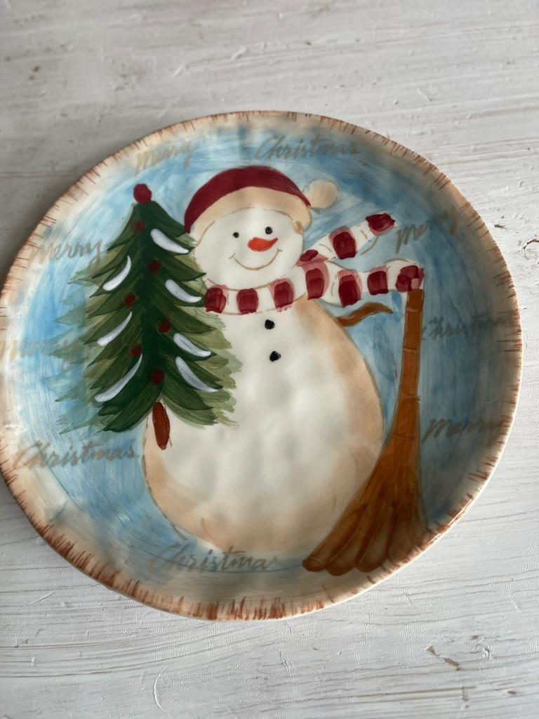 Vintage Snowman Plate | Snowman Cookie Plate | Vintage Christmas Dishes | Christmas Plates | Snowman Cookie Platter