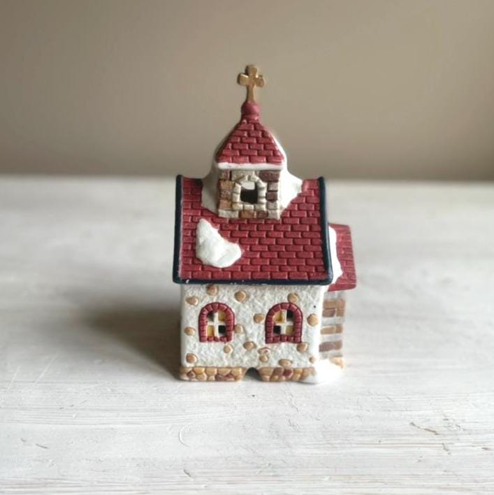 Dickens Collectibles Red Church | Vintage Christmas Village | Sugar Creek County | Christmas Village Chapel | Small Christmas Village Church