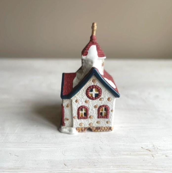 Dickens Collectibles Red Church | Vintage Christmas Village | Sugar Creek County | Christmas Village Chapel | Small Christmas Village Church