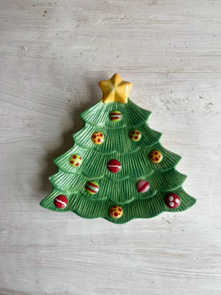 Fitz & Floyd Christmas Snowflake and Jake Tree Snack Plate | Vintage Christmas Kitchen | Holiday Entertaining | Christmas Cheese Plate