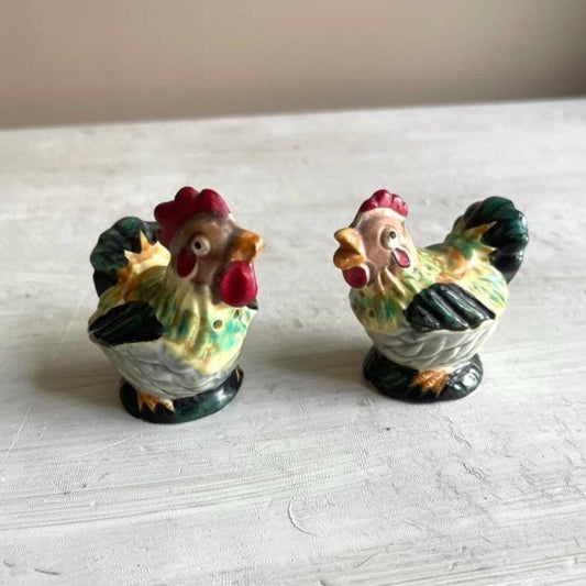 Vintage Rooster Salt & Pepper Shakers: Farmhouse Kitchen Decor