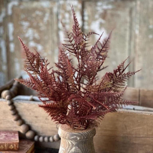 Artificial Fernbank Bush 19" Bordeaux | Fall Faux Greenery | Fall Foliage.