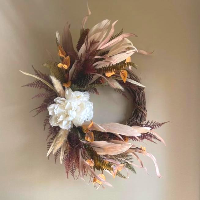 Fall Wreath | Elegant Fall Wreath | Thanksgiving Wreath | Dried Florals | Farmhouse Wreath | Handmade Fall Wreath