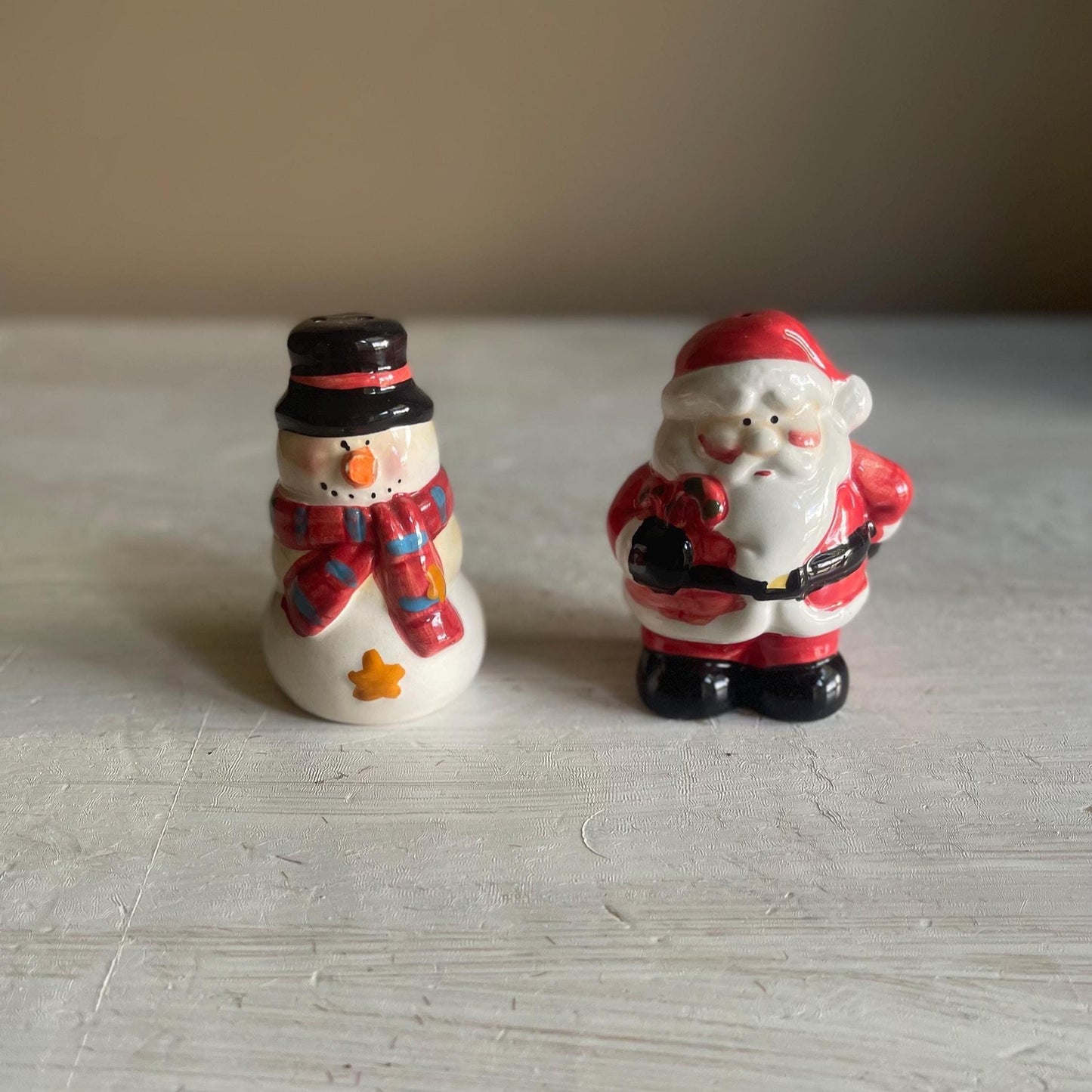 Vintage Santa & Snowman Salt and Pepper Shaker Set | Christmas Salt and Pepper Shaker | Vintage Christmas | Santa | Snowman