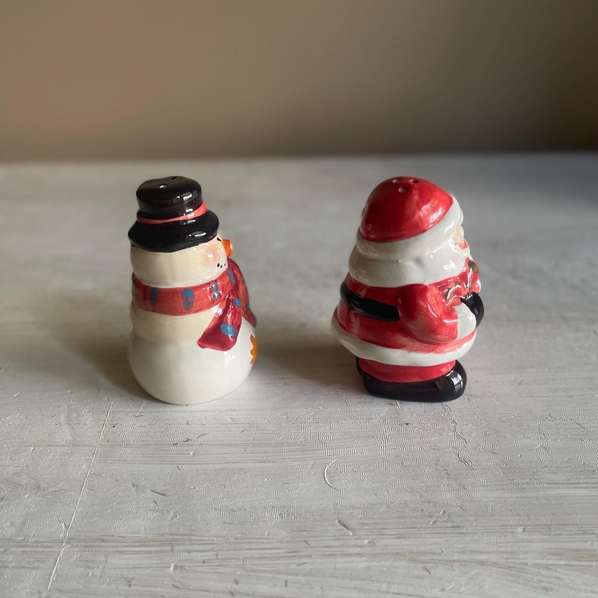 Vintage Santa & Snowman Salt and Pepper Shaker Set | Christmas Salt and Pepper Shaker | Vintage Christmas | Santa | Snowman