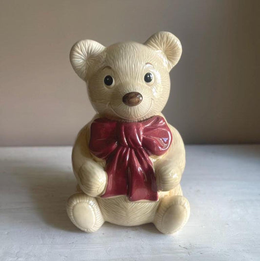 Vintage Metlox Teddy Bear Cookie Jar: California Pottery, 11.5 inch