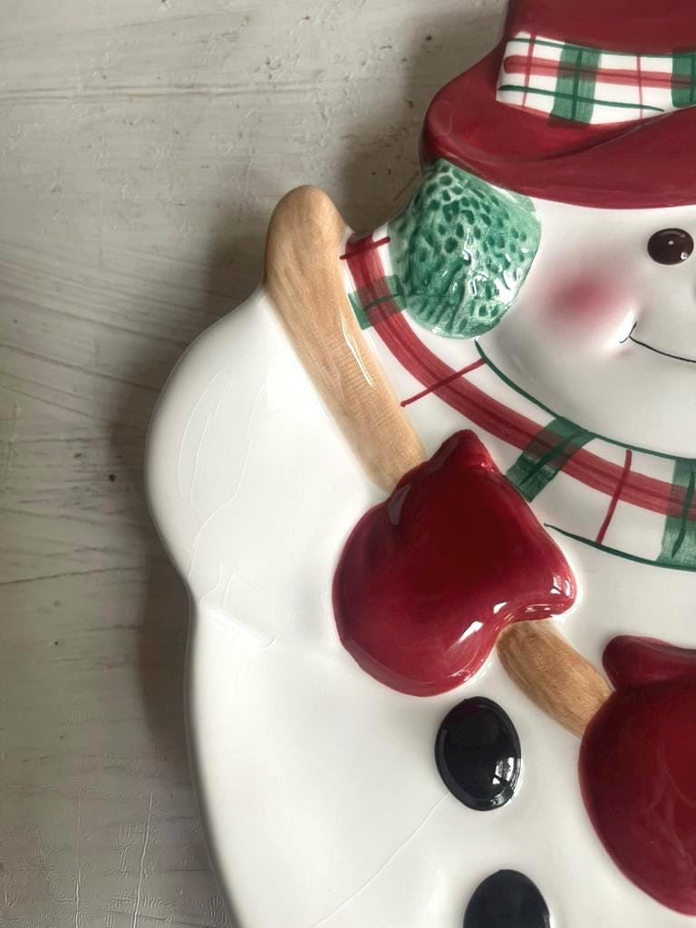 Vintage Snowman Christmas Platter | Snowman Cookie Plate | Christmas Plates | Vintage Christmas | Snowman Cookie Tray