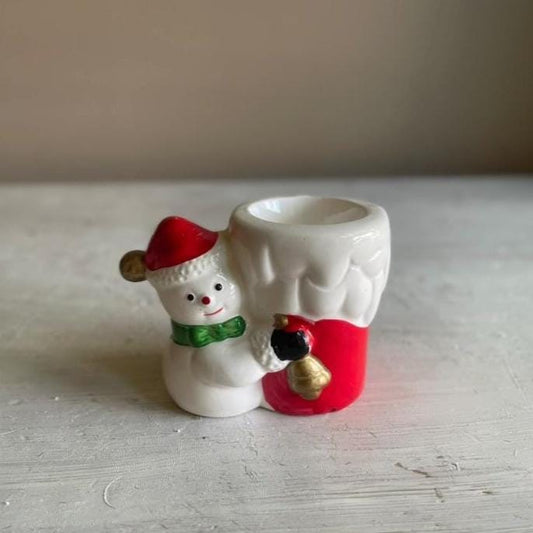 Vintage Snowman Tea Light Holder | Christmas Candleholder | Snowman Candleholder | Christmas Village | Christmas Decor