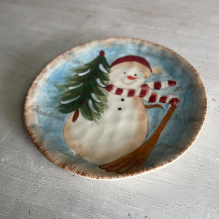 Vintage Snowman Plate | Snowman Cookie Plate | Vintage Christmas Dishes | Christmas Plates | Snowman Cookie Platter