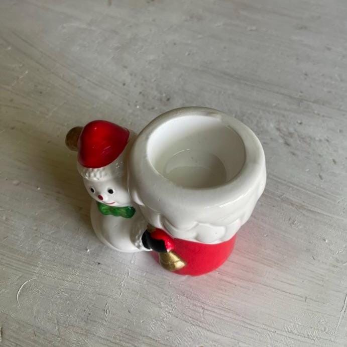 Vintage Snowman Tea Light Holder: Christmas Candleholder