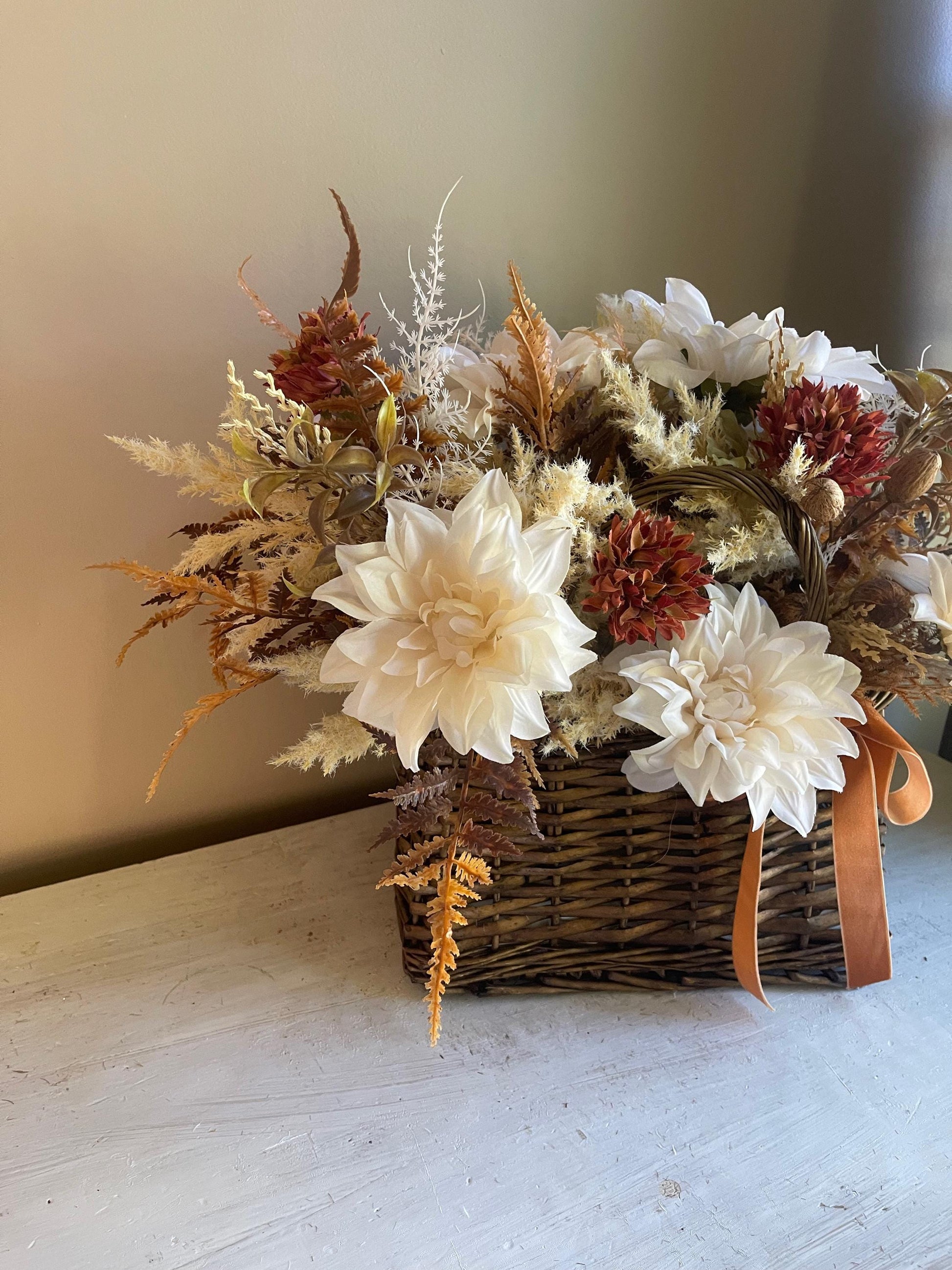 Fall Floral Basket - Autumn Floral Centerpiece: Thanksgiving Decor