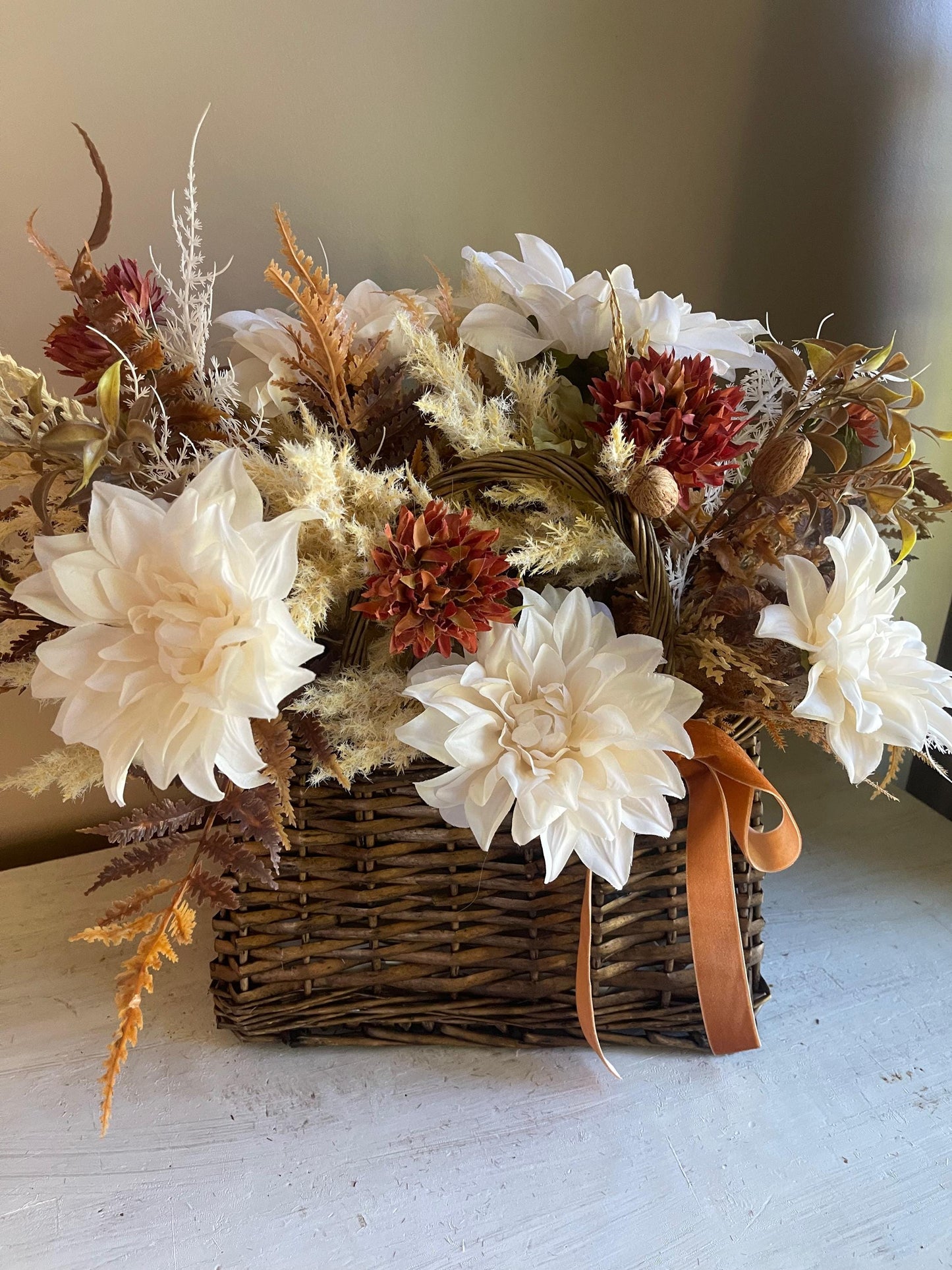 Fall Floral Basket - Autumn Floral Centerpiece: Thanksgiving Decor
