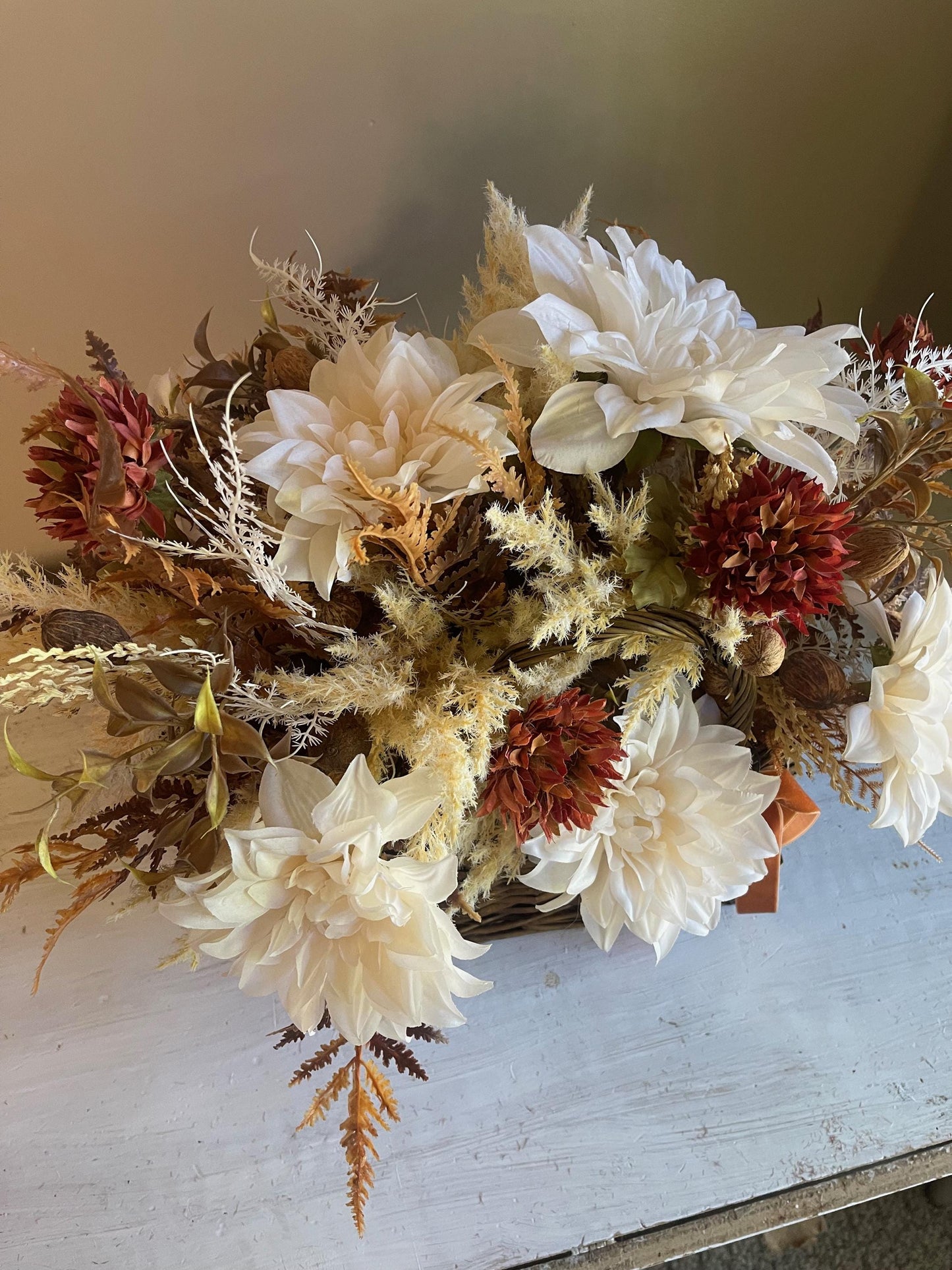 Fall Floral Basket - Autumn Floral Centerpiece: Thanksgiving Decor