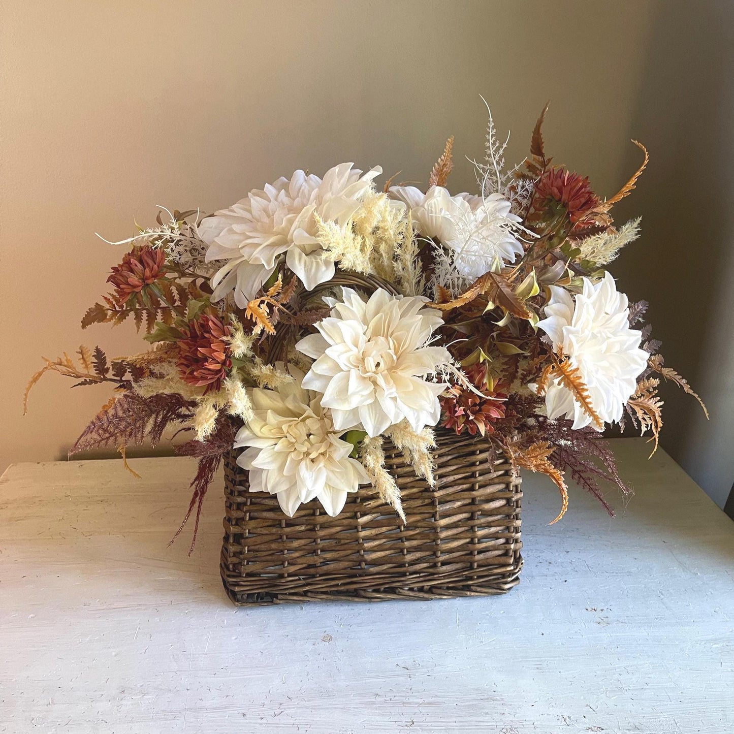 Fall Floral Basket - Autumn Floral Centerpiece: Thanksgiving Decor