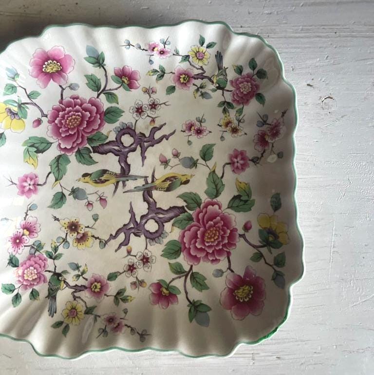 James Kent Old Foley Chinese Rose Square Plate - 7.5 Inches Square
