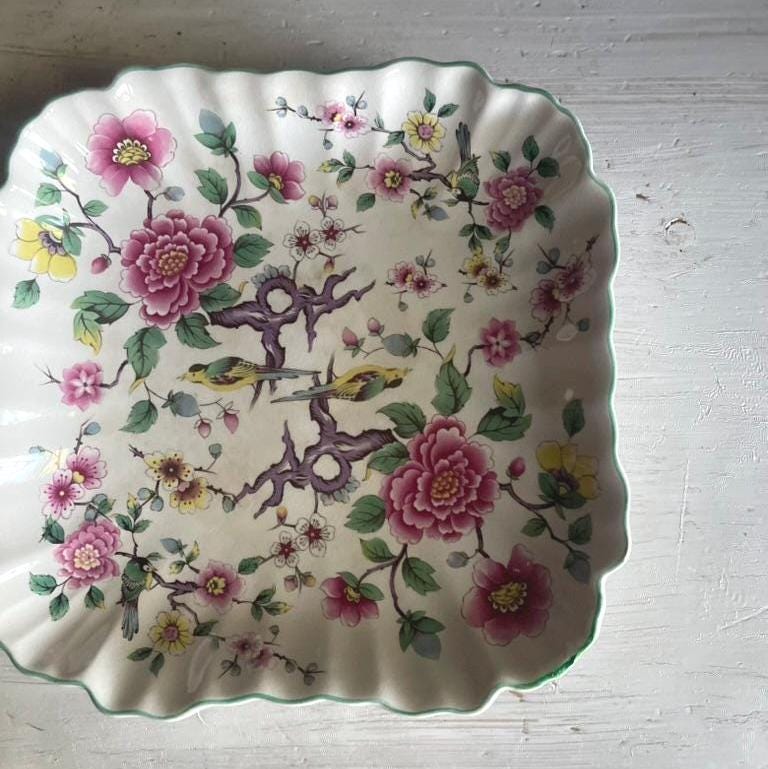 James Kent Old Foley Chinese Rose Square Plate - 7.5 Inches Square
