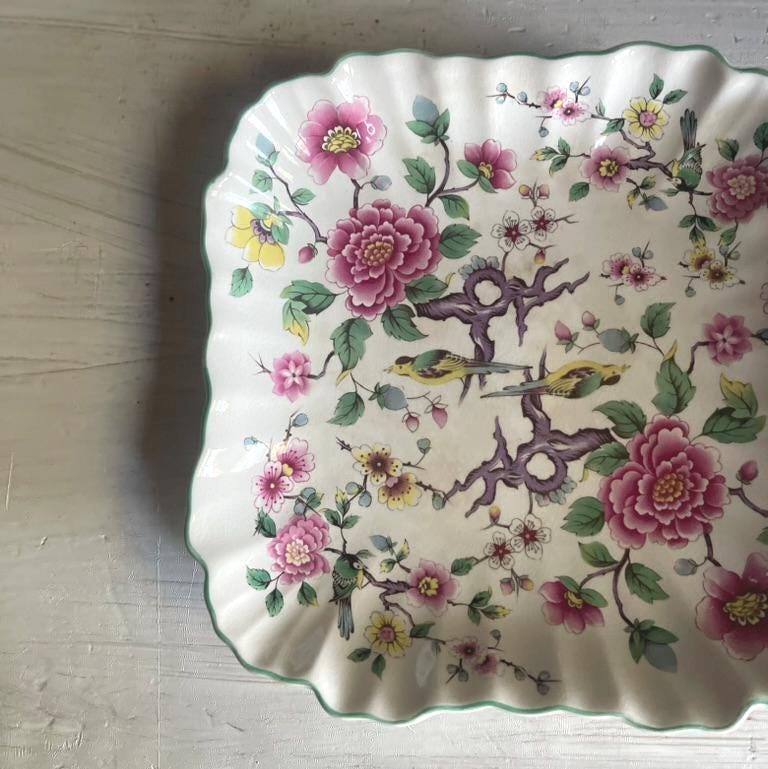James Kent Old Foley Chinese Rose Square Plate - 7.5 Inches Square
