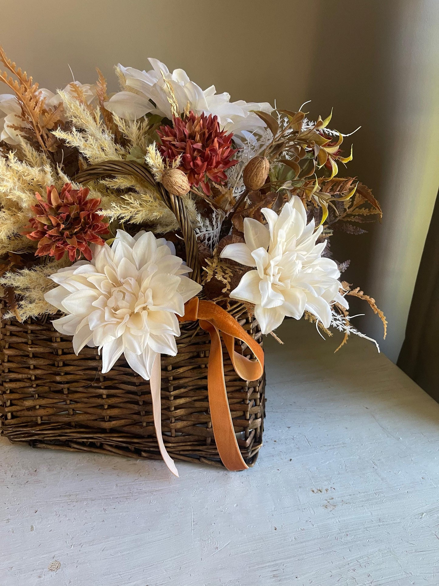 Fall Floral Basket - Autumn Floral Centerpiece: Thanksgiving Decor