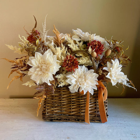 Fall Floral Basket - Autumn Floral Centerpiece: Thanksgiving Decor