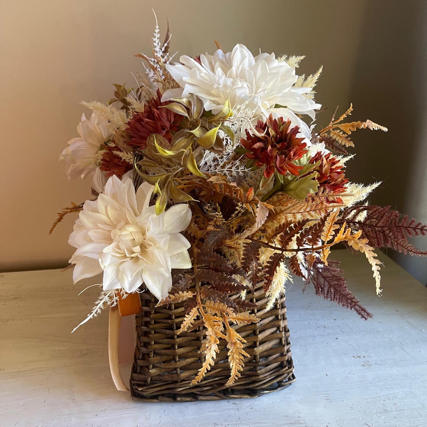 Fall Floral Basket - Autumn Floral Centerpiece: Thanksgiving Decor