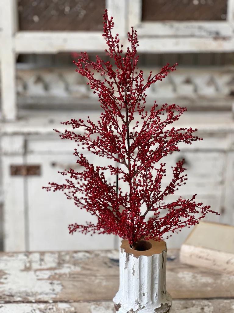 Faux Red Berry Spray - 28 Inch Christmas Florals