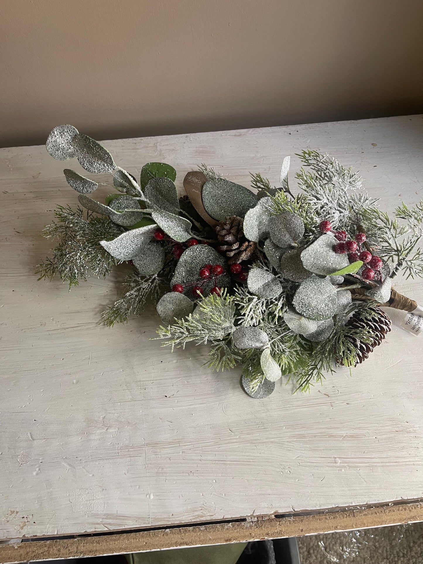 Christmas Greenery - Astoria Eucalyptus Bush with Pinecones & Berries - Christmas Floral