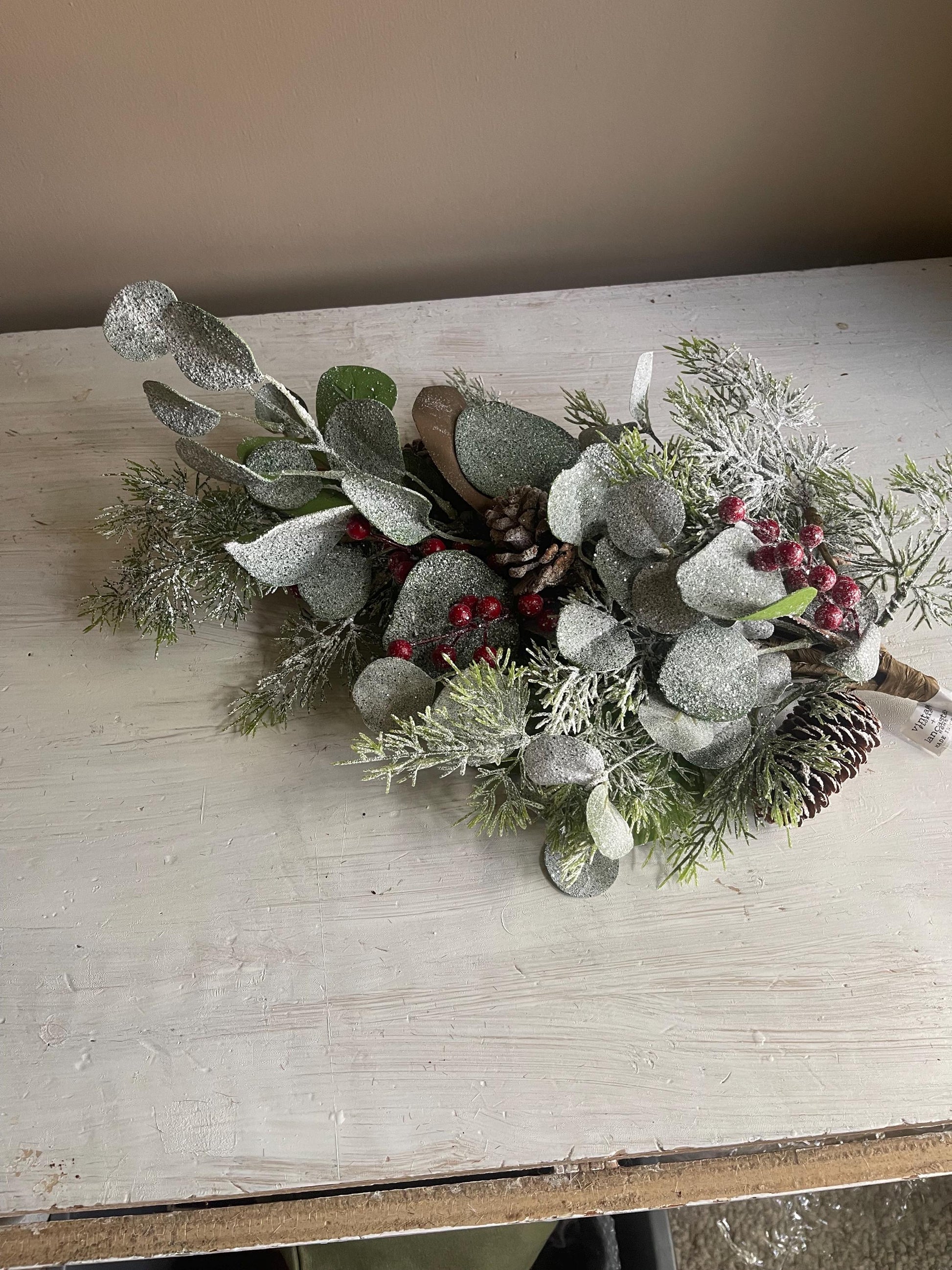 Christmas Greenery - Astoria Eucalyptus Bush with Pinecones & Berries - Christmas Floral